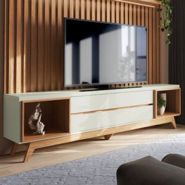 Rack Veneza 220cm C/2 Cajones - Off White 100% Mdf 1