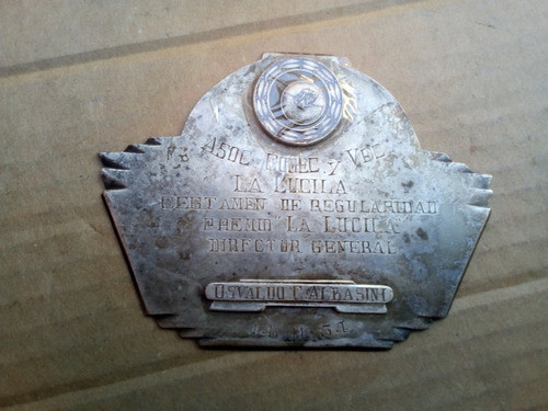 Antigua Placa En Bronce La Lucila Certamen Regularidad 1954 0