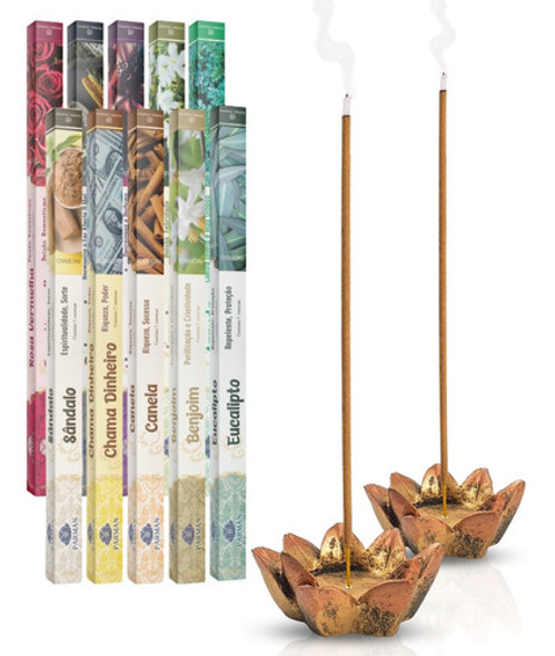 Incenso Vareta Indiano Legítimo 10 Caixas + 2 Incensários 0