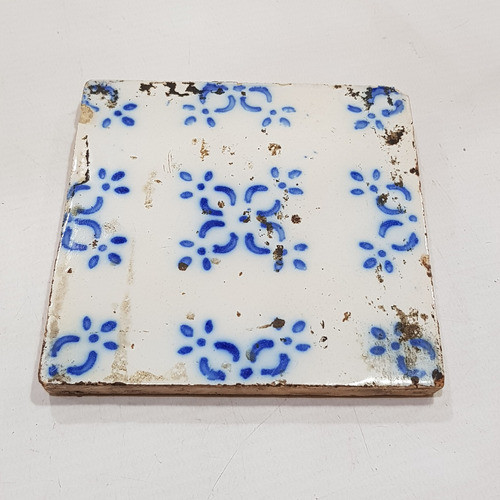 Antiguo Azulejo Pas De Calais Azul Floral 7035 1