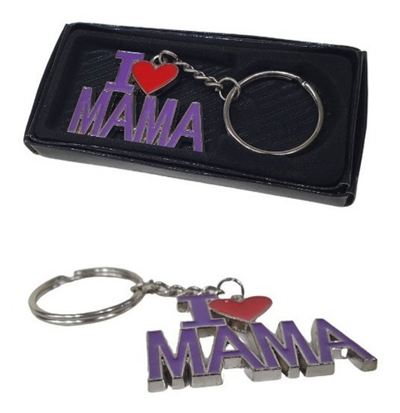 Llavero Mama,*i Love Mama* Metal Plateado 10x5cm Caja Regalo 0