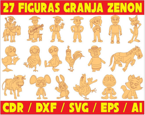 Pack Vectores Corte Laser - 27 Figuras Granja De Zenon 0