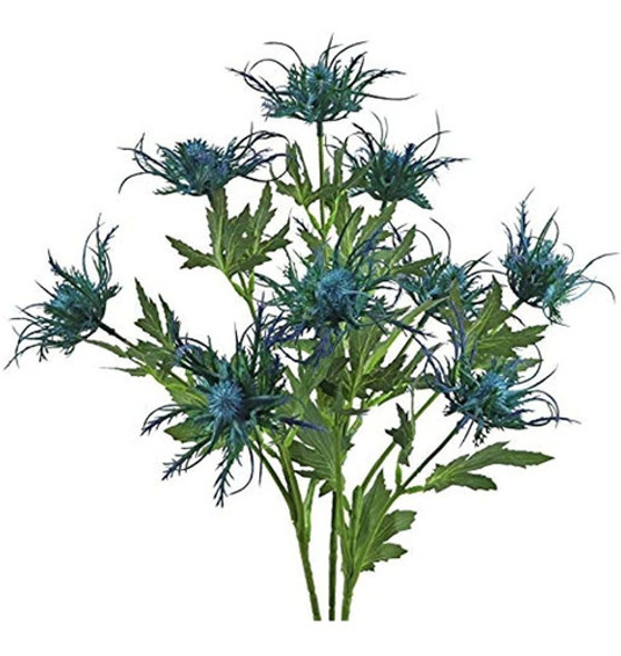 Flores De Cardo Artificiales Flores De Eryngium Azul 3 Tallo 0