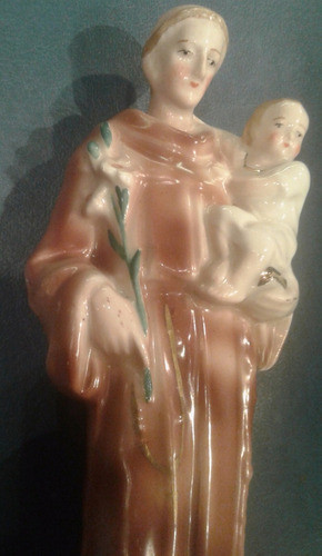 Porcelana Alemana Xix Imagen San Antonio Con Niño Jesus 0