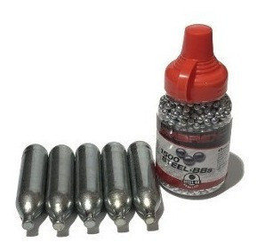 Combo 1500 Balines Bbs Acero Esfericos 4,5mm + 5 Tubos Co2 1