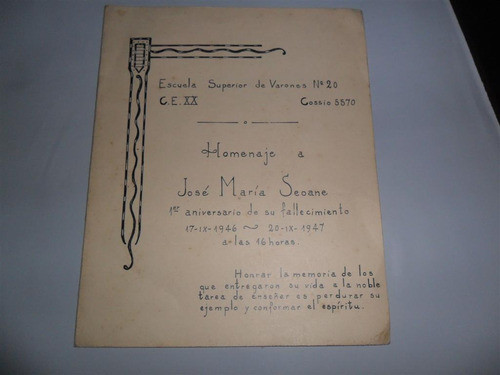 Homenaje Jose Maria Seoane 111947 Escuela Varones 20 Copes 0