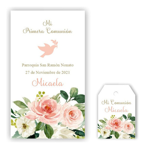 30 Tarjetas De Comunión + 30 Tags (nenas) 0
