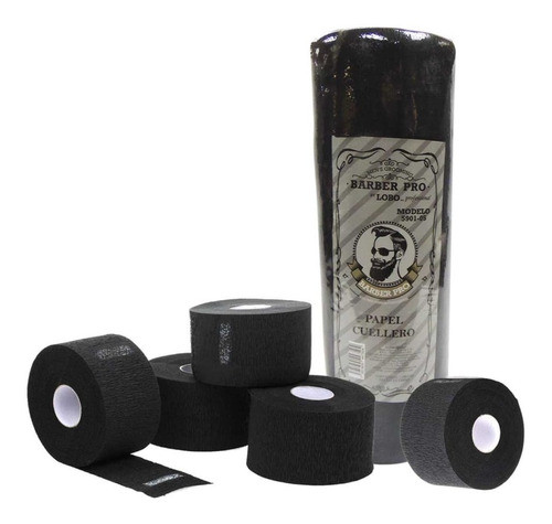 Rollo Papel Cuello Negro Peluqueria Barberia Barbero X 5 0