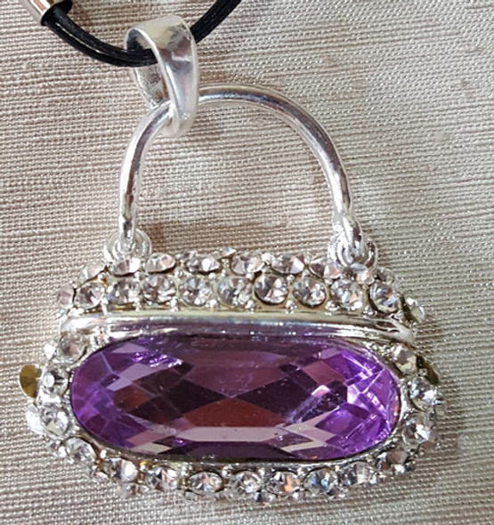 Collar Carterita Con Piedra Lila Muy Fino 0