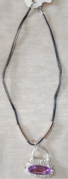 Collar Carterita Con Piedra Lila Muy Fino 1