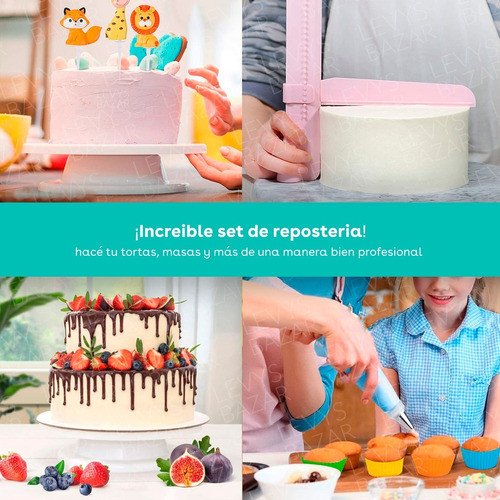 Set Reposteria Plato Giratorio Bowls Acero Rejilla Picos 1