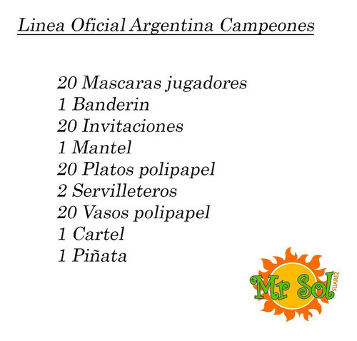 Linea Argentina Completa Mundial Campeones Cumpleaños 1
