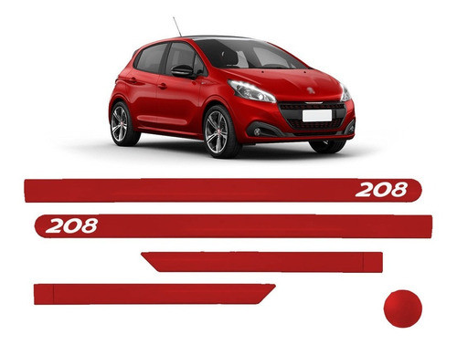 Jogo Friso Lateral Porta Peugeot 208 Vermelho Aden 2014/2015 0