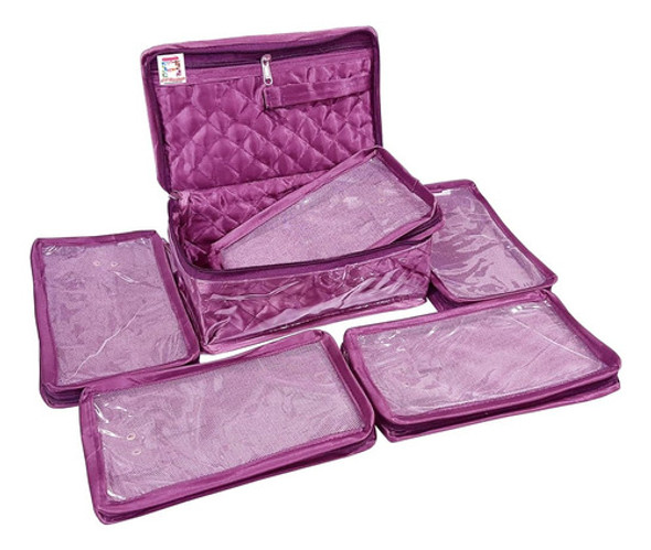 Atorakushon Satén Bolsas De Maquillaje Collar Cosmético Pend 0