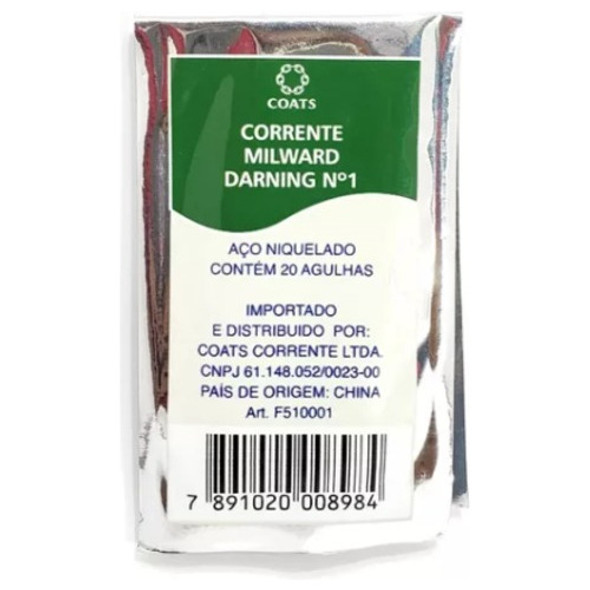 Agulha De Mão Nº1 Darning Corrente Coats Milward C/100 Unid. 0 Agulha De Mão Nº1 Darning Corrente Coats Milward C/100 Unid. 0