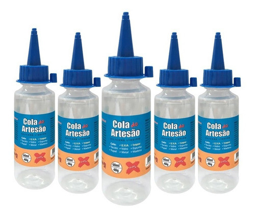 06 Cola Artesão Silicone Liquida Eva/isopor Artesanato 60ml 0