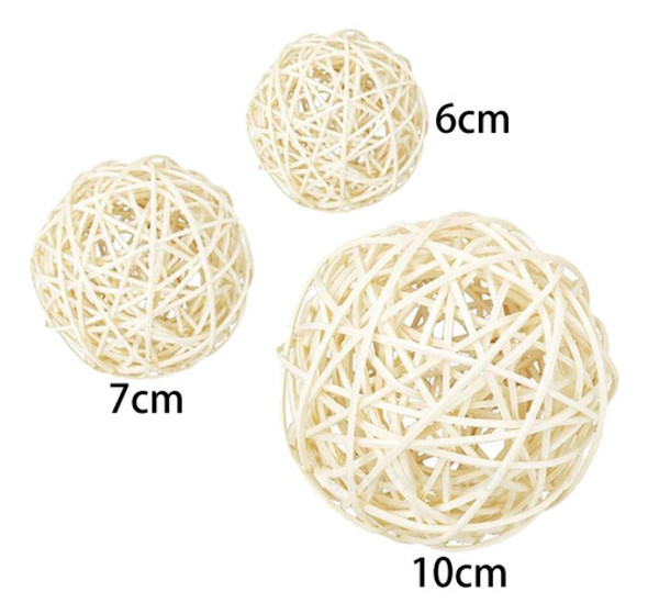 Enfeites De Bolas De Rattan De Vime 3 Unidades, 10cm 7cm 6cm 1