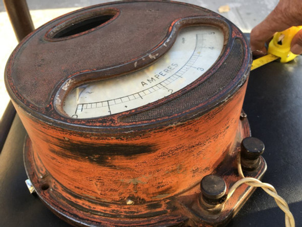Antiguo Adorno Marino Amperimetro De Barco Grande Y Pesado 0