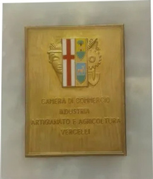 Medalha Camera Di Commercio Vercelli. Base Em Pedra Ônix. 0