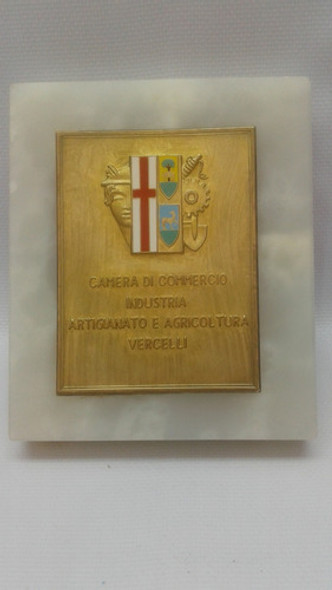 Medalha Camera Di Commercio Vercelli. Base Em Pedra Ônix. 1