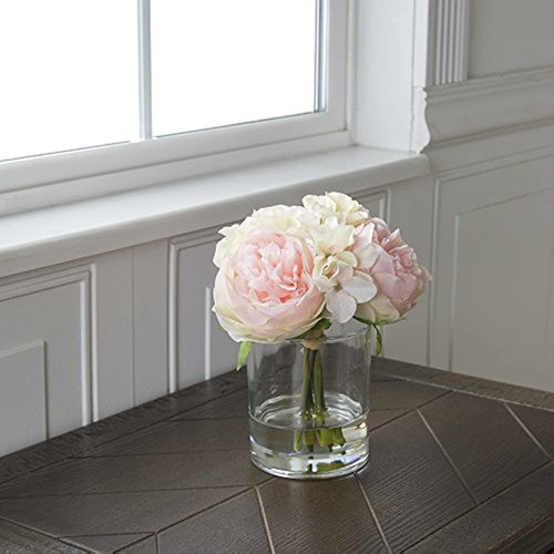 Arreglo Floral Puro De Hortensia De Jardín Y Rosa - Rosa Y C 1
