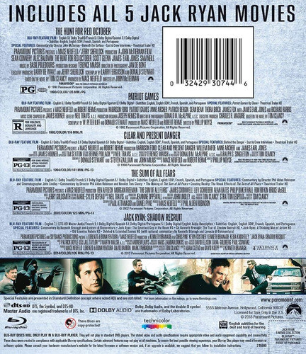 Blu-ray Jack Ryan Collection / Incluye 5 Films 1