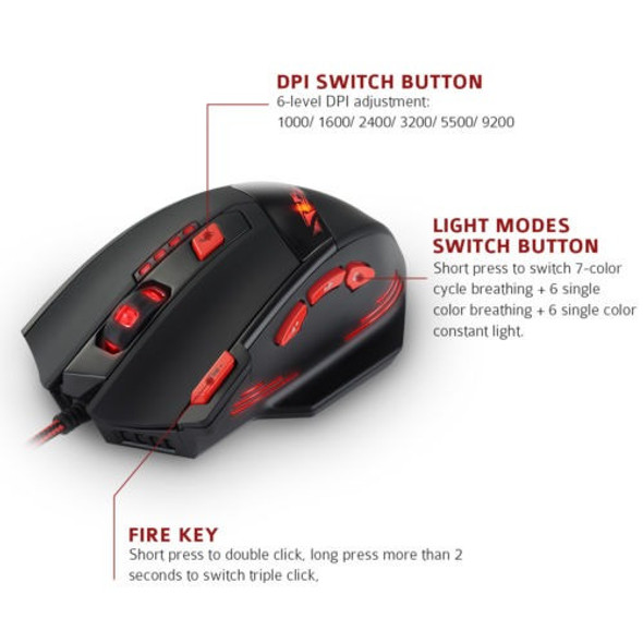 Juego Óptico Gaming Mouse Pc 8 Botones Ajustable Dpi 9200 La 1