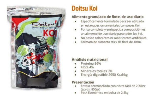 Alimento Doitsu Flote Carpas Koi 2000cc Estanque Acuario 1