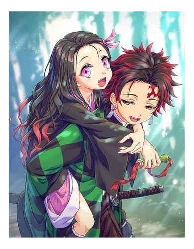 Pintura Por Diamante Kit Anime Demon Slayer 30x40cm 0