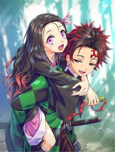Pintura Por Diamante Kit Anime Demon Slayer 30x40cm 1