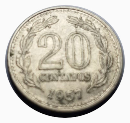 Moneda Argentina 1957 20 Centavos Con Punto 1