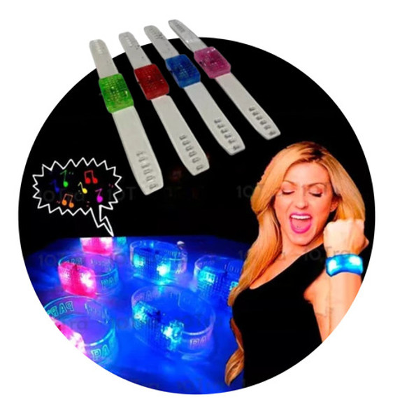 Pulsera Audioritmica Led X Unidad Prende Con Música Luminoso 0