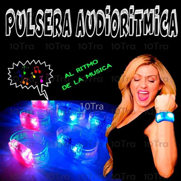 Pulsera Audioritmica Led X Unidad Prende Con Música Luminoso 1