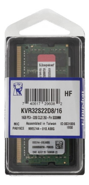 Memoria Kingston Ddr4 16gb 3200mhz Sodimm 0
