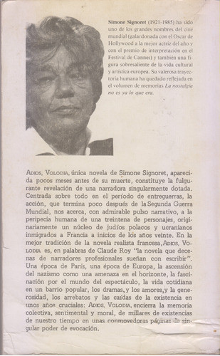 Adios, Volodia. Simone Signoret. Buen Estado.  Centro 1