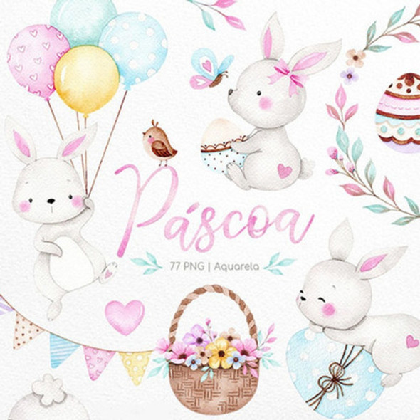 Kit Imagenes Png Clipart Pascua Conejos Huevos Acuarela Ni80 0