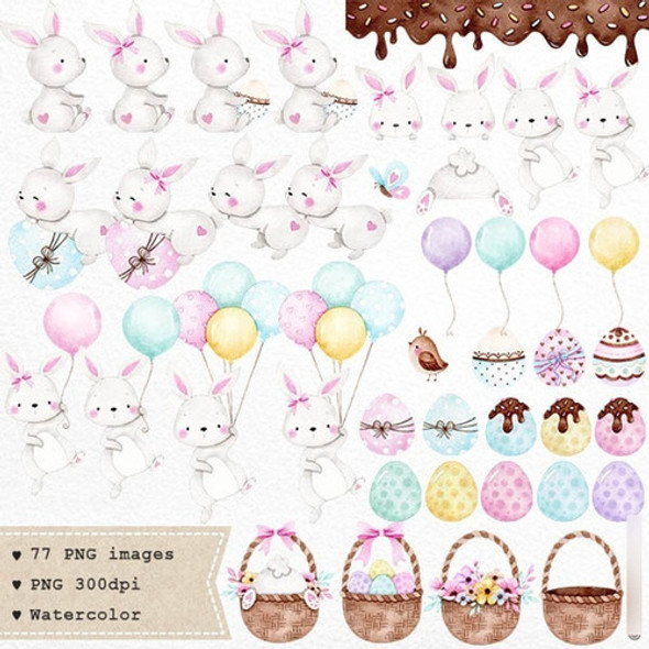 Kit Imagenes Png Clipart Pascua Conejos Huevos Acuarela Ni80 1