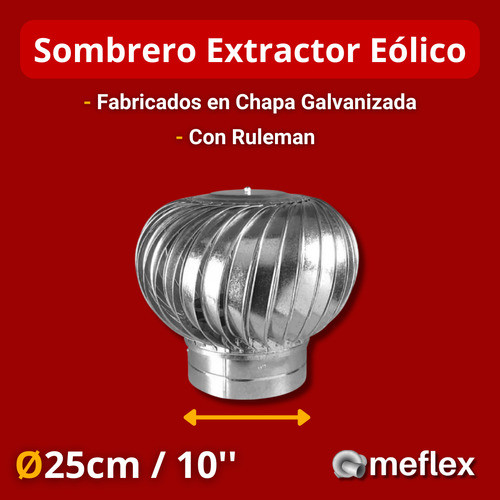 Extractor Eólico Con Base 10 Pulgadas 25cm Chapa Galvanizada 1