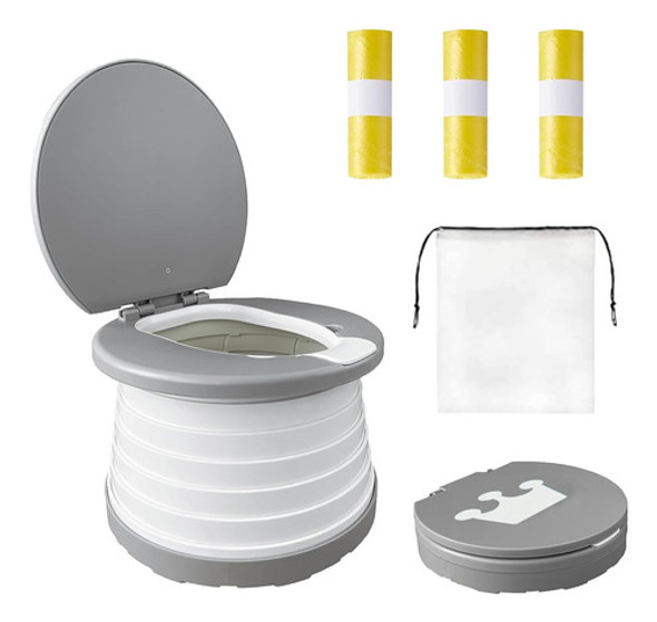 Inodoro Portátil Plegable Gris, Ideal Para Coche Y Camping 0