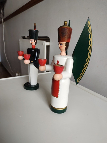 2 Figuras De Madera Adornos  Navidad, Importado, Portavelas 1