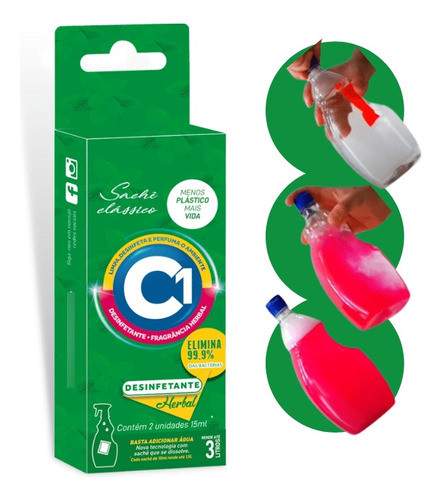 Desinfetante Herbal Sachê De Limpeza Perfumada Rende 3l 0
