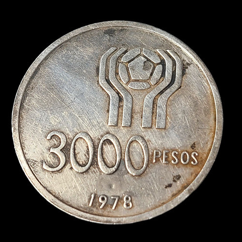 Moneda Argentina 3000 Pesos, 1978 Plata 0.900 Km# 80 - 835 0