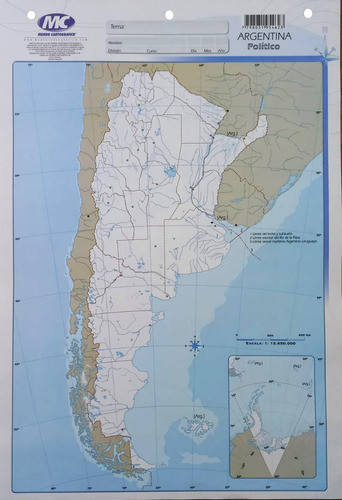 Mapa Escolar N°5 X20 Unid Argentina Político - 24x35cm 0
