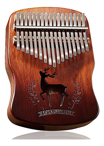 ~? Kalimba 17 Key Thumb Piano Premium Zebra Wood Deer Patter 0