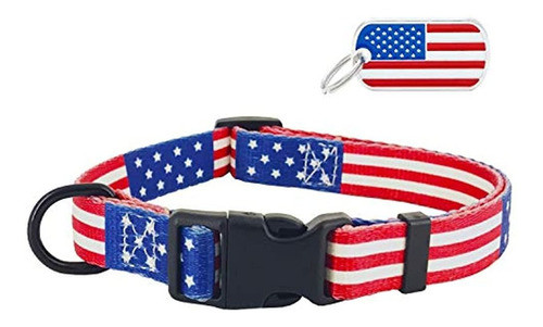 Uvonokay Collar Y Correa De Perro Con Bandera Americana En 3 0