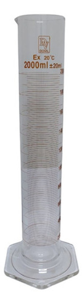 Proveta De Vidro Graduada Com Base Hexagonal De Vidro 2000ml 0