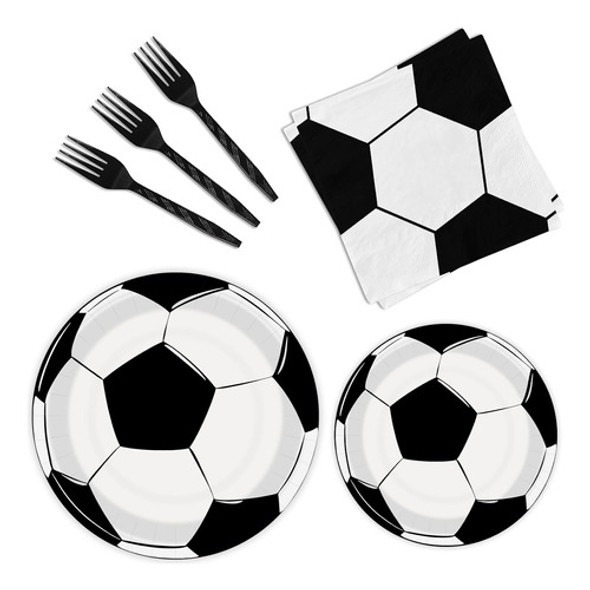 Fiesta De Cumpleaños De Fútbol: 96 Piezas, Platos Y Serville 0