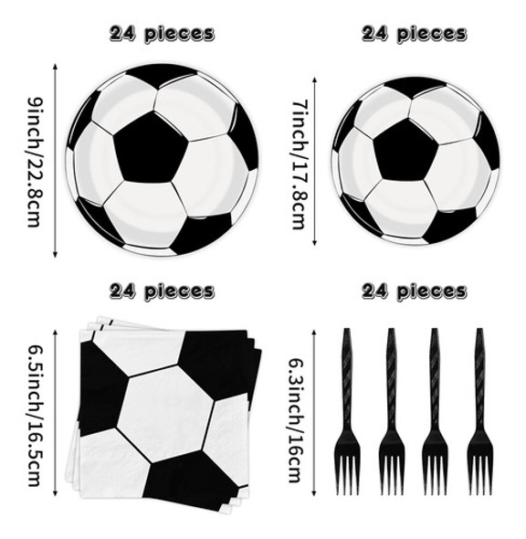 Fiesta De Cumpleaños De Fútbol: 96 Piezas, Platos Y Serville 1