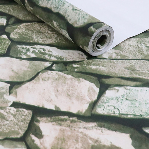 Papel De Parede Vinilico Pedras Verde Tijolo + Cola 0