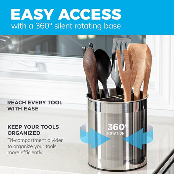 ~? Cooler Kitchen Extra Large Rotating Stainless Steel Utens 1